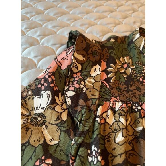 Treasure & Bond Floral Print Long Sleeve V-Neck Shirt Top L Button Up - Picture 5 of 6